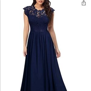 Miusol Navy Lace Maxi Bridesmaid Formal Dress XL